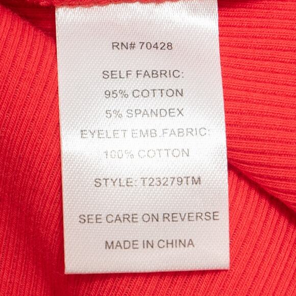 Tru Luxe Jeans Red One Shoulder Summer Top Size XL - Picture 6 of 8
